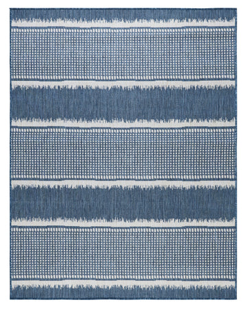 Quick Dry Durable Indoor Outdoor Rug for Patio and Deck Easy to Clean Blue Stripes