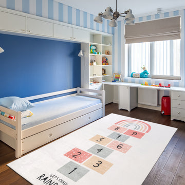 Playful Ultra Soft Kids Rug 4' x 6' Ft. with Fun Hopscotch Game for Playroom, Nursery, Children Bedroom, Living Room
