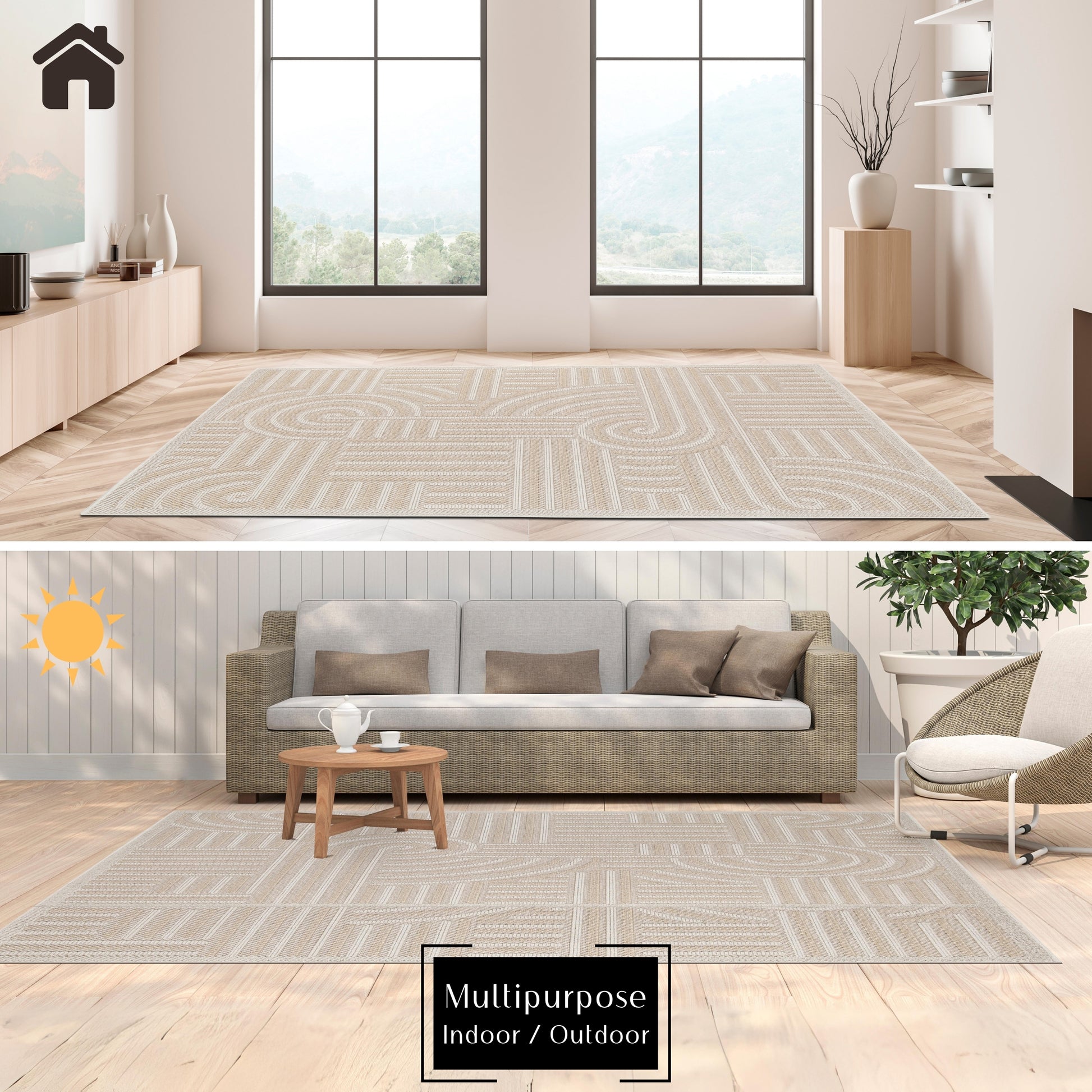 Quick Dry Indoor Outdoor Rug for Patio Backyard Deck Balcony Terrace Garden Pool Side Summer Extra Durable UV Protected Easy to Clean - Erbanica