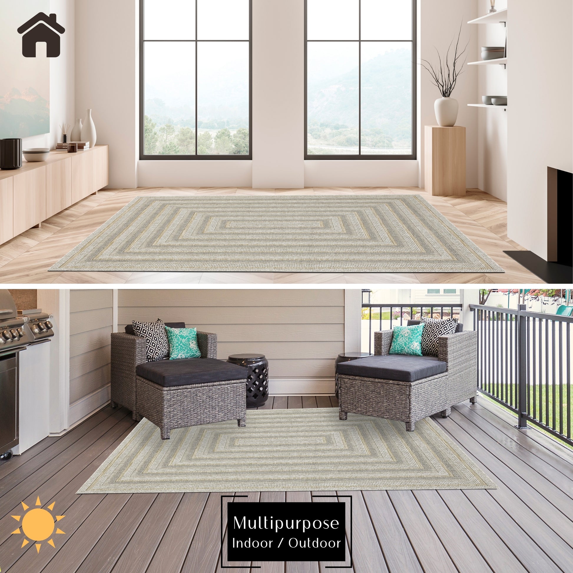 Quick Dry Indoor Outdoor Rug for Patio Backyard Deck Balcony Terrace Garden Pool Side Summer Extra Durable UV Protected Easy to Clean - Erbanica