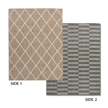 GreyStone Geometric Taupe Grey Indoor Outdoor Rug - Erbanica