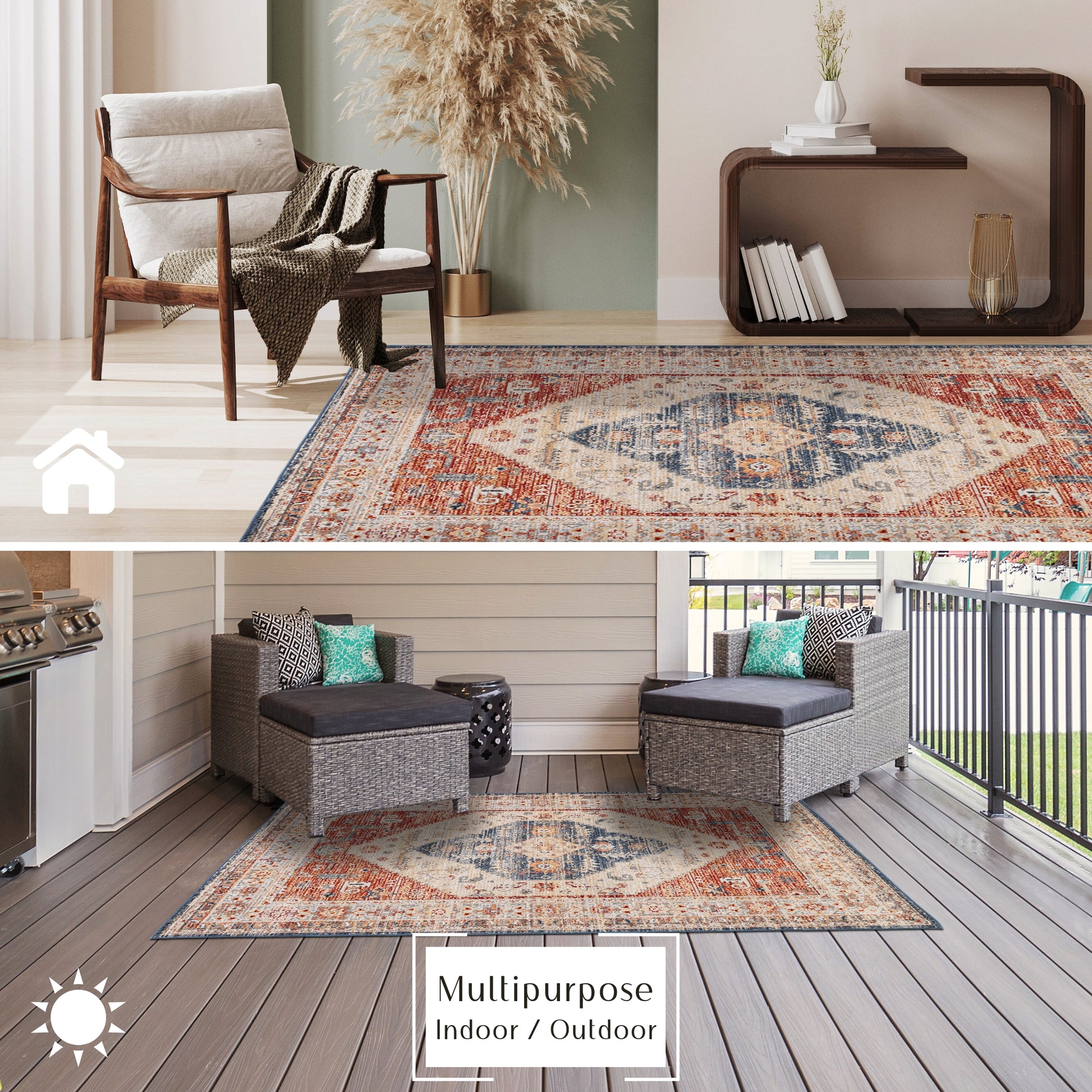 Salsa Transitional Red Premium Soft Touch Indoor Rug for Living Room, Bedroom, Kids' Room and Office - Easy to Clean, Extra Durable, and UV Protected for Indoor-Outdoor use