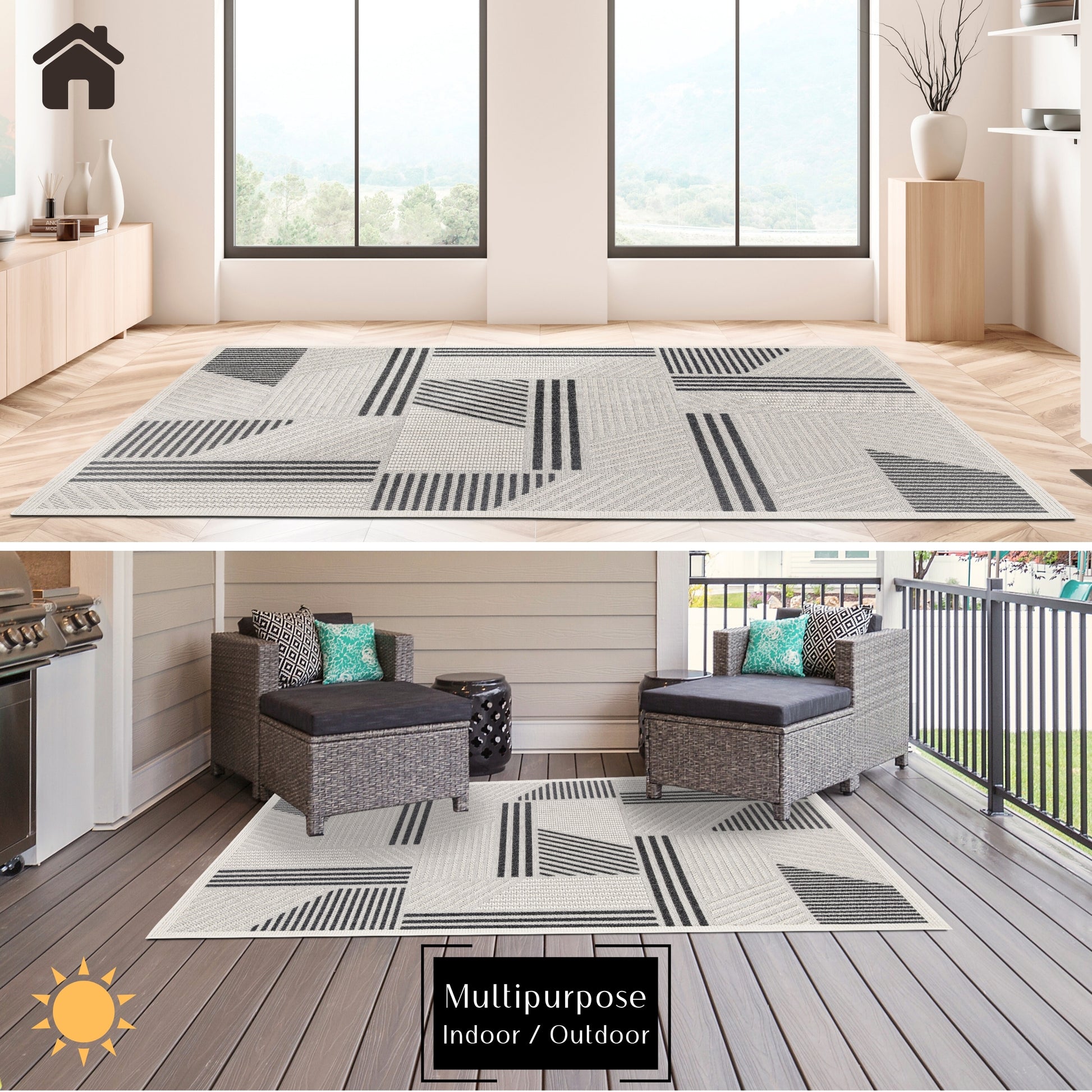 Quick Dry Indoor Outdoor Rug for Patio Backyard Deck Balcony Terrace Garden Pool Side Summer Extra Durable UV Protected Easy to Clean - Erbanica