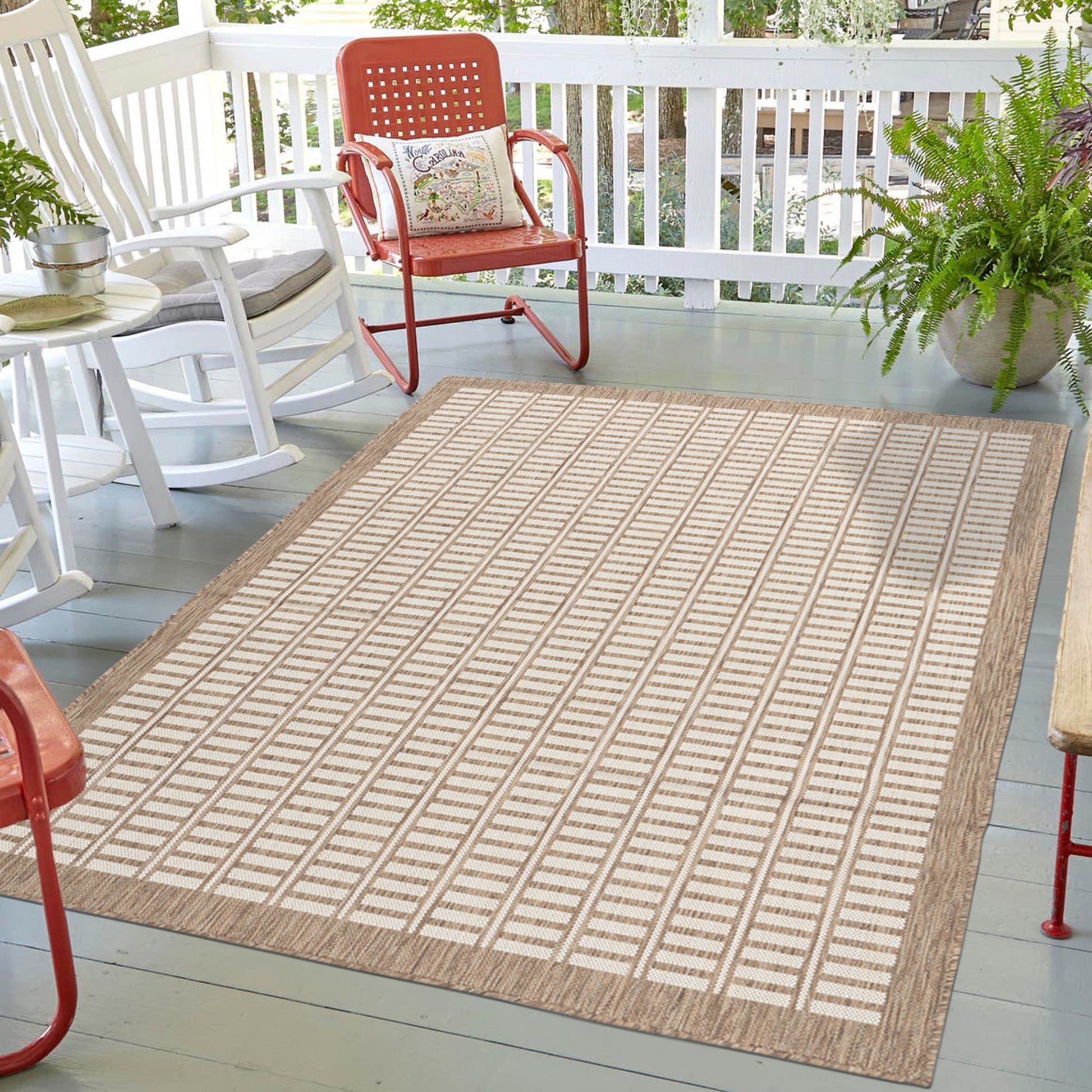 Quick Dry Basket Weave Indoor Outdoor Rug for Patio Backyard Deck Balcony Terrace