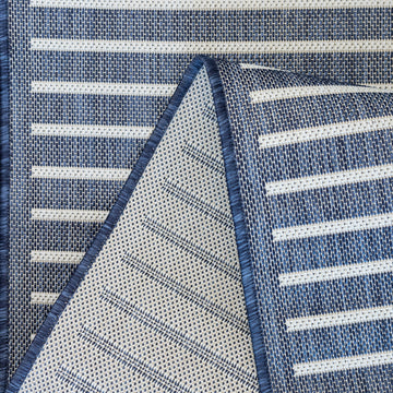 Quick Dry Blue Stripes Indoor Outdoor Rug for Patio Backyard Deck Balcony Terrace