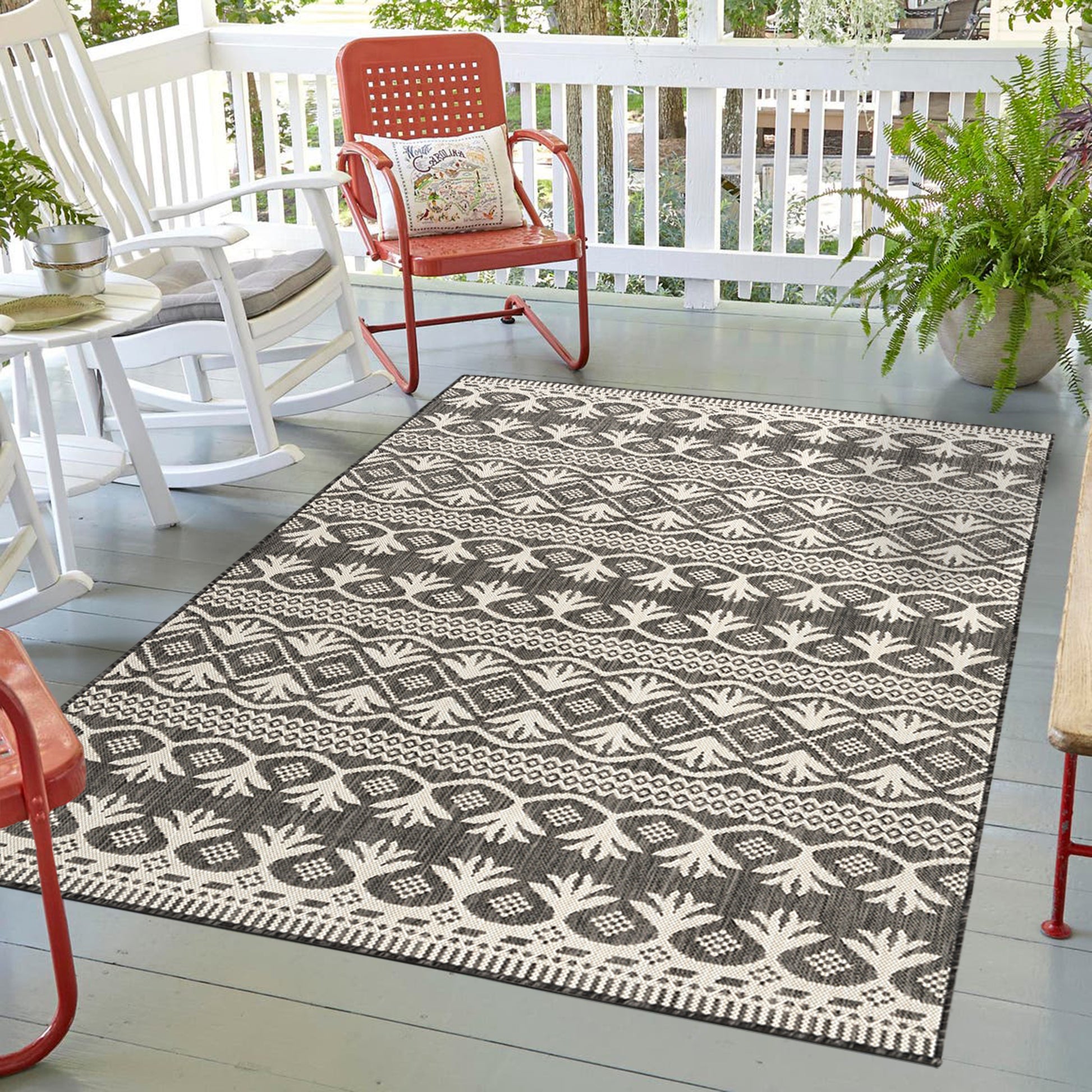 Quick Dry Dark Imperial Indoor Outdoor Rug for Patio Backyard Deck Balcony Terrace