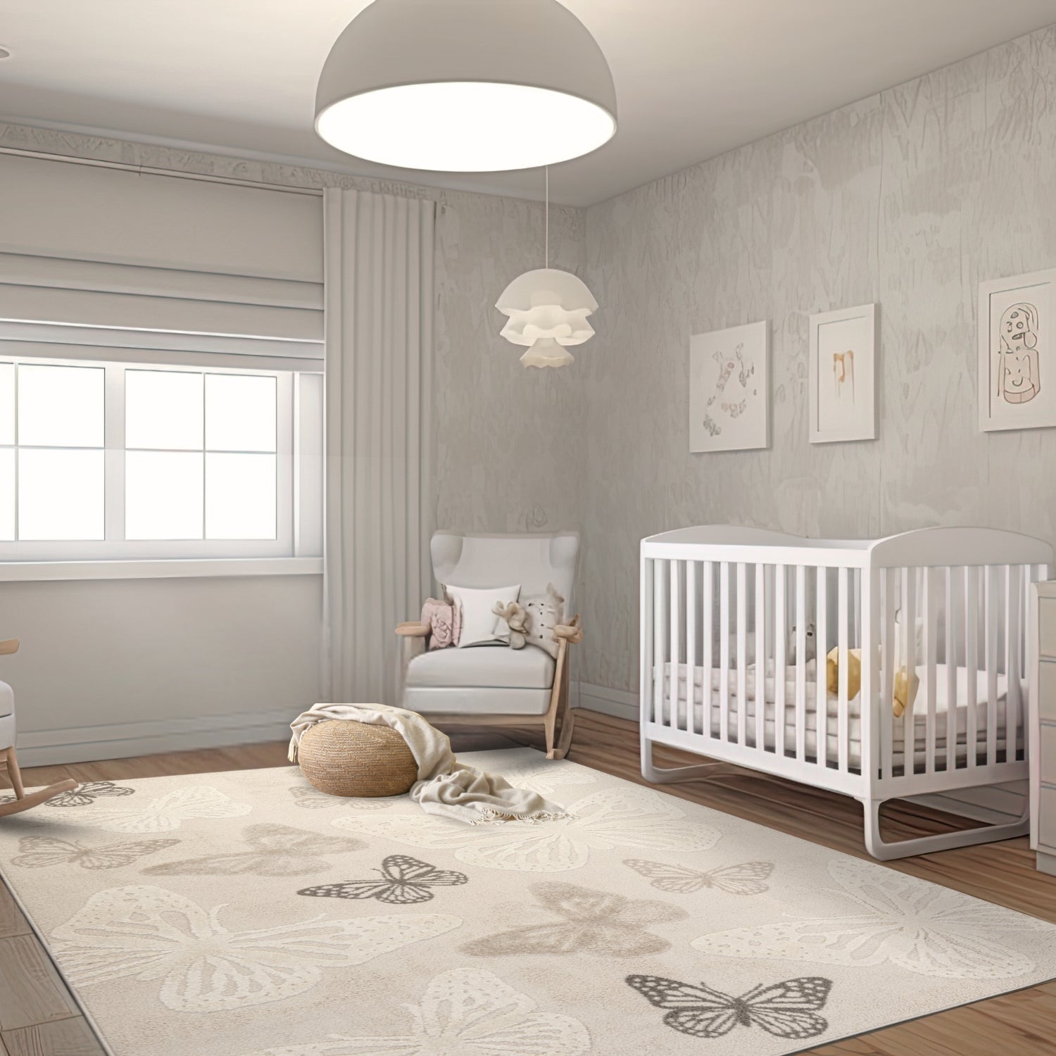 Kids Soft Pastel Rug Butterfly Erbanica - Main Image