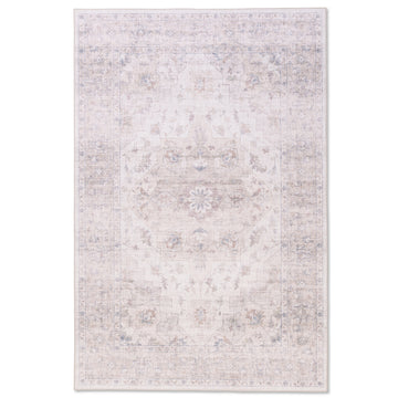 Magnolia White Bloom Premium Washable Rug - Erbanica