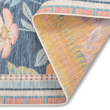 Floral Harmony Navy Outdoor Rug
