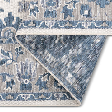 Teal Bloom Oriental Outdoor Rug