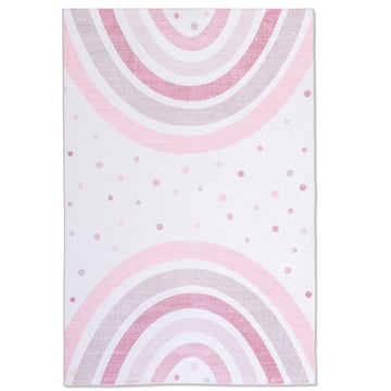 Kids 4' x 6' Ft. Playful Ultra Soft Kids Rug with Rainbows Polka Dots for Playroom, Nursery, Children Bedroom, Living Room
