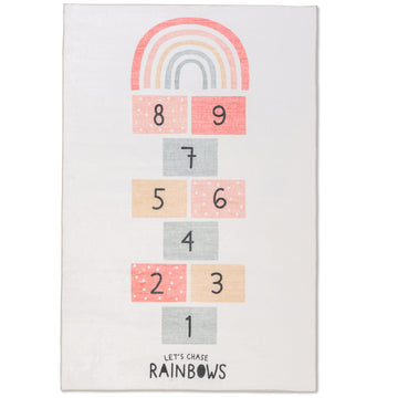 Playful Ultra Soft Kids Rug 4' x 6' Ft. with Fun Hopscotch Game for Playroom, Nursery, Children Bedroom, Living Room