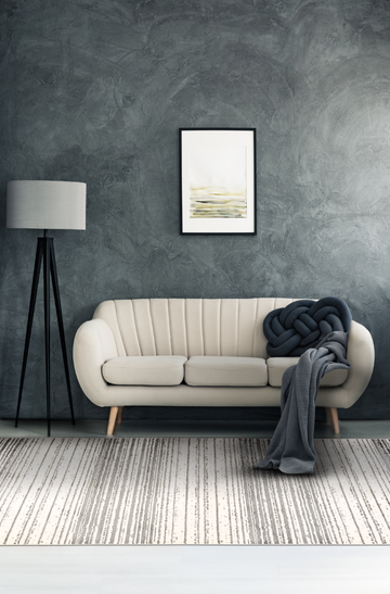Geometric Stripes Soft Ivory Grey Indoor Rug - ExclusiveOffer - Erbanica
