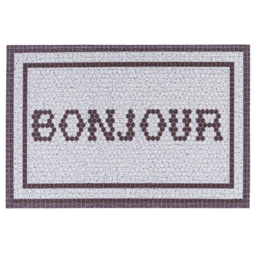 Matologie Grey Bonjour Easy Clean Indoor-Outdoor Door Mat
