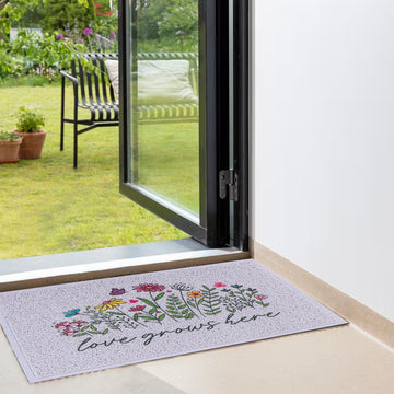 Matologie Love grows here Bouquet Easy Clean Indoor-Outdoor Door Mat
