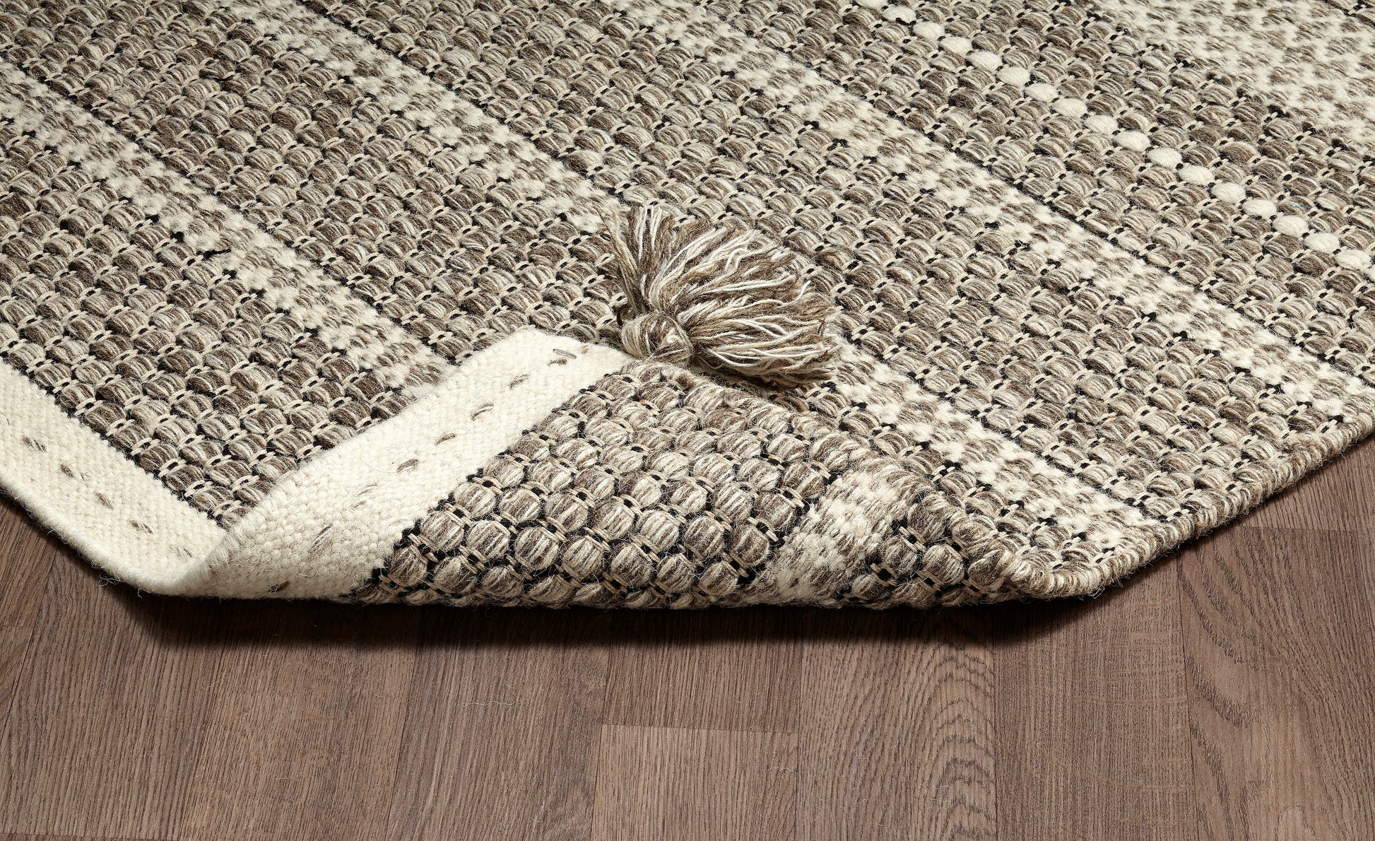 Handmade Light Grey Reversible Wool Rug