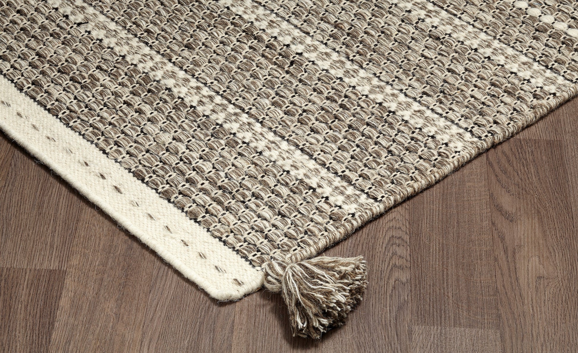 Handmade Light Grey Reversible Wool Rug