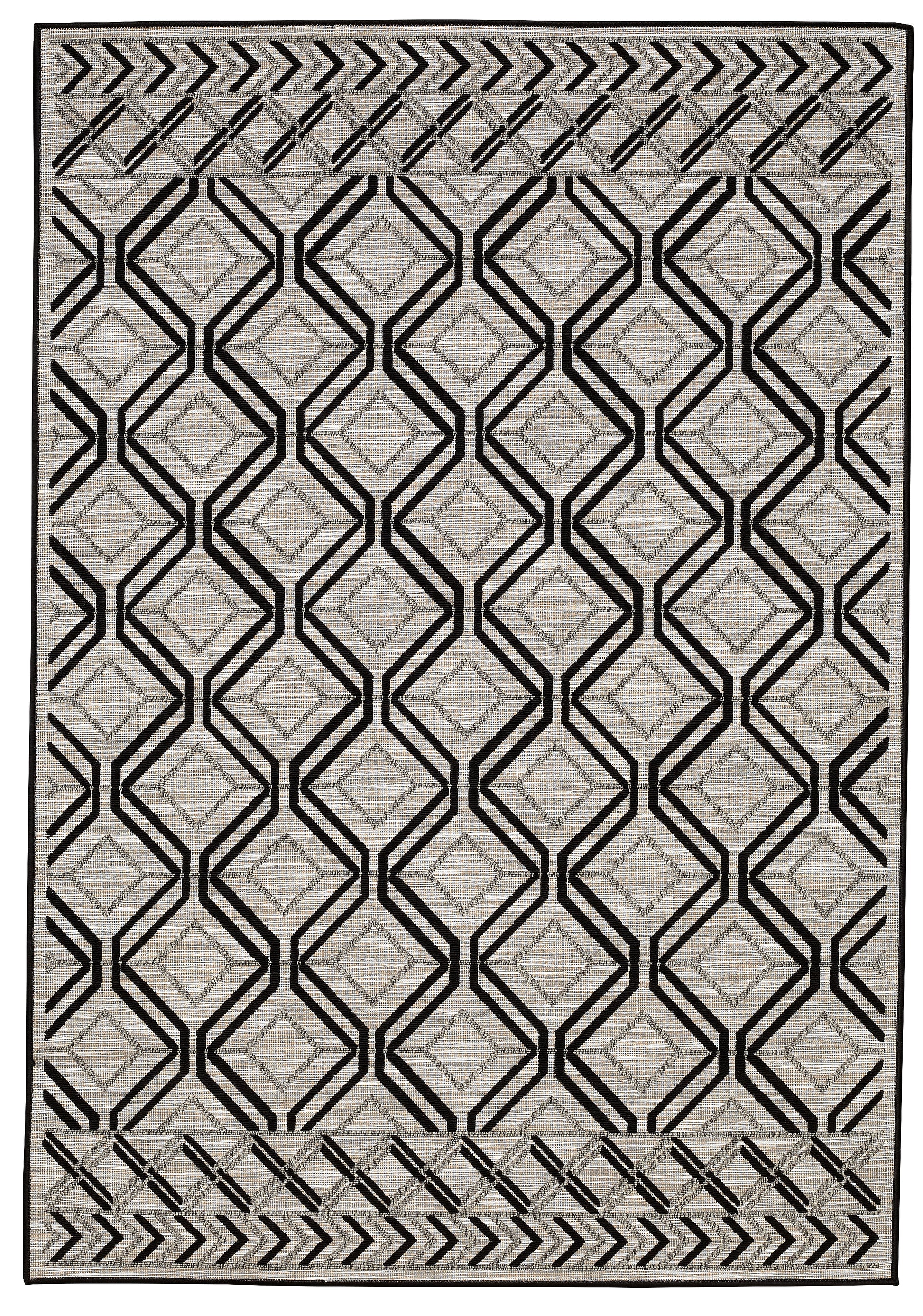 Modern Contemporary Polypropylene Trellis Black Grey Rug - Erbanica