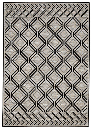 Modern Contemporary Polypropylene Trellis Black Grey Rug - Erbanica