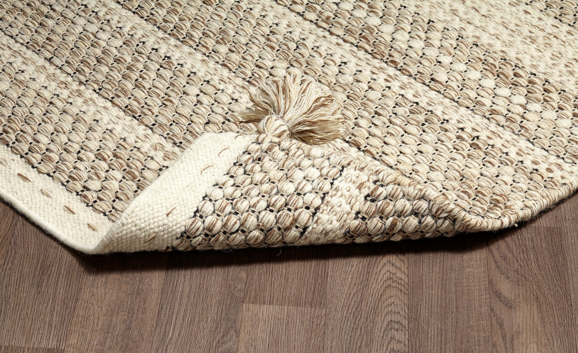 Handmade Sand Natural Reversible Wool Rug