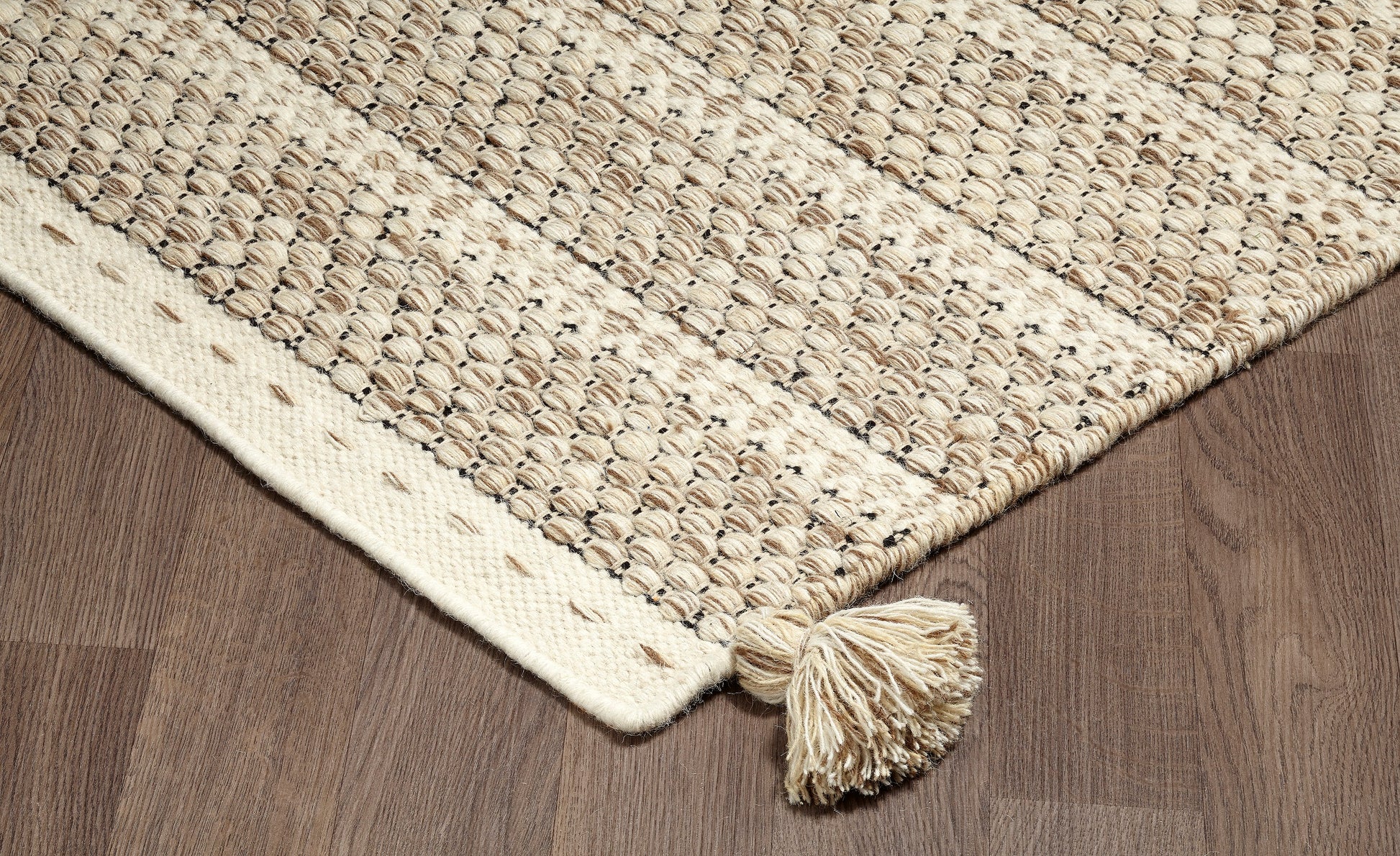 Handmade Sand Natural Reversible Wool Rug