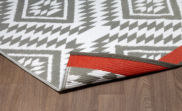 Indoor/Outdoor Grey White Red Reversible Rug Outdoor Area Rug, Outdoor carpet, outdoor mat, picnic mat