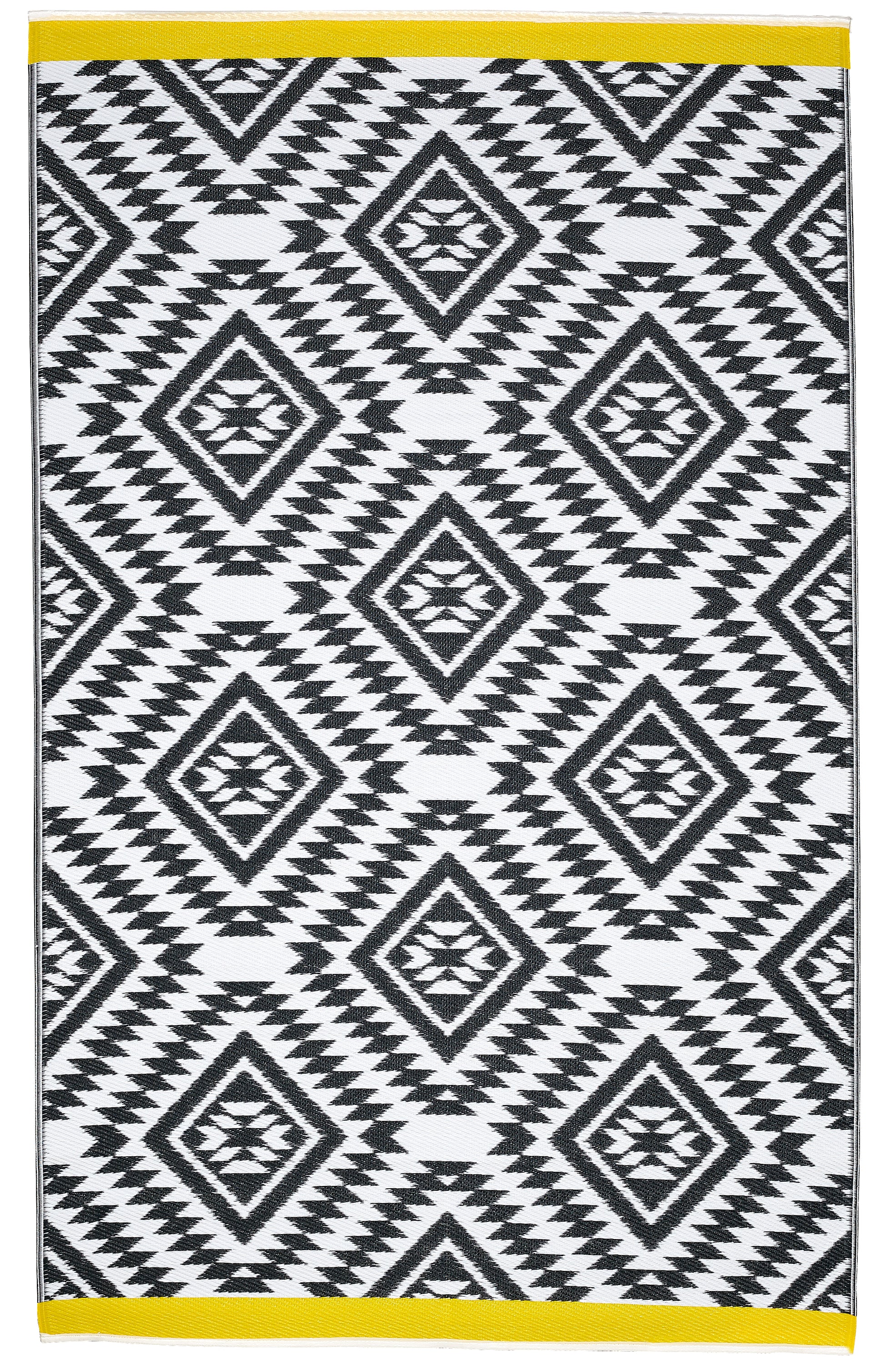 Indoor/Outdoor Black White Yellow Reversible Rug Outdoor Area Rug, Outdoor carpet, outdoor mat, picnic mat