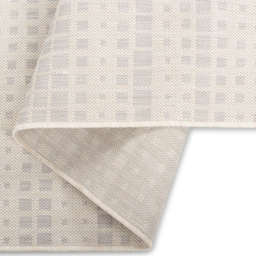 Quick Dry Grey Windowpane Indoor Outdoor Rug for Patio Backyard Deck Balcony Terrace