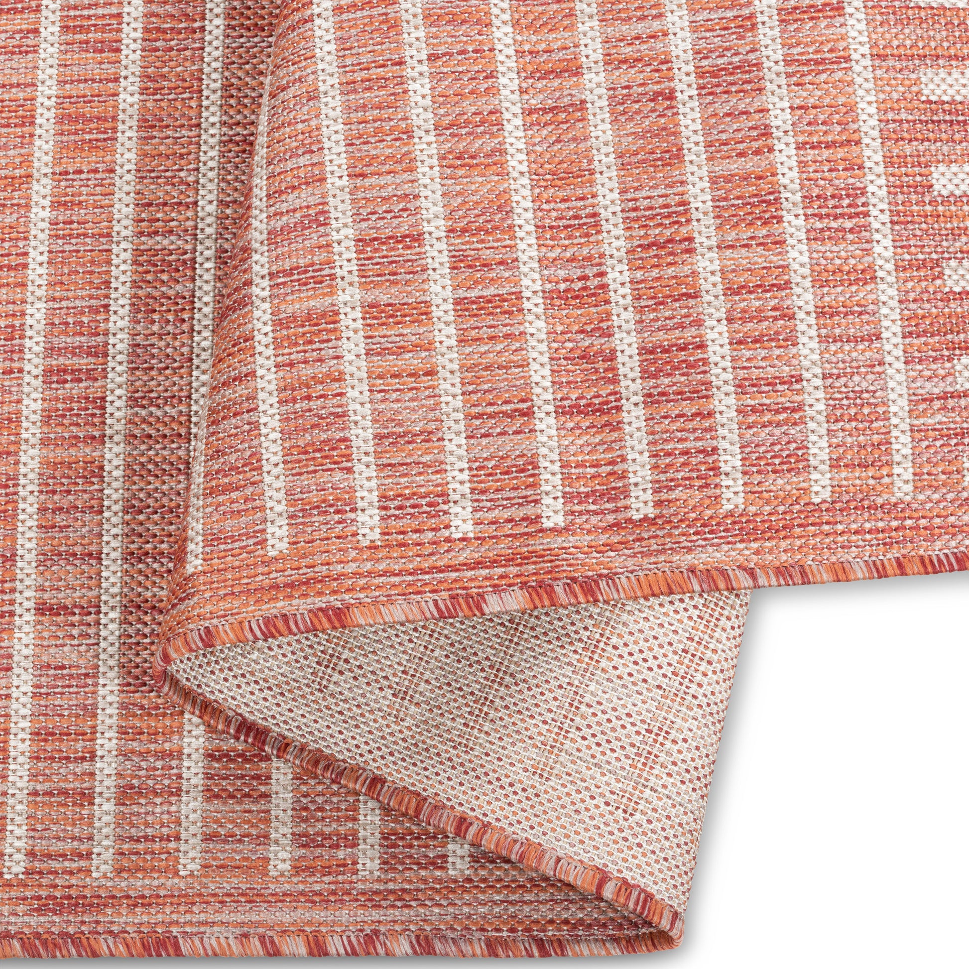 Quick Dry Red Stripes Indoor Outdoor Rug for Patio Backyard Deck Balcony Terrace