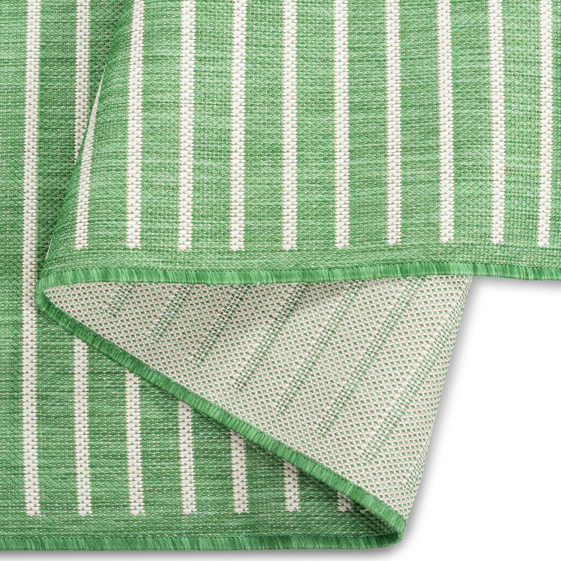 Quick Dry Green Stripes Indoor Outdoor Rug for Patio Backyard Deck Balcony Terrace