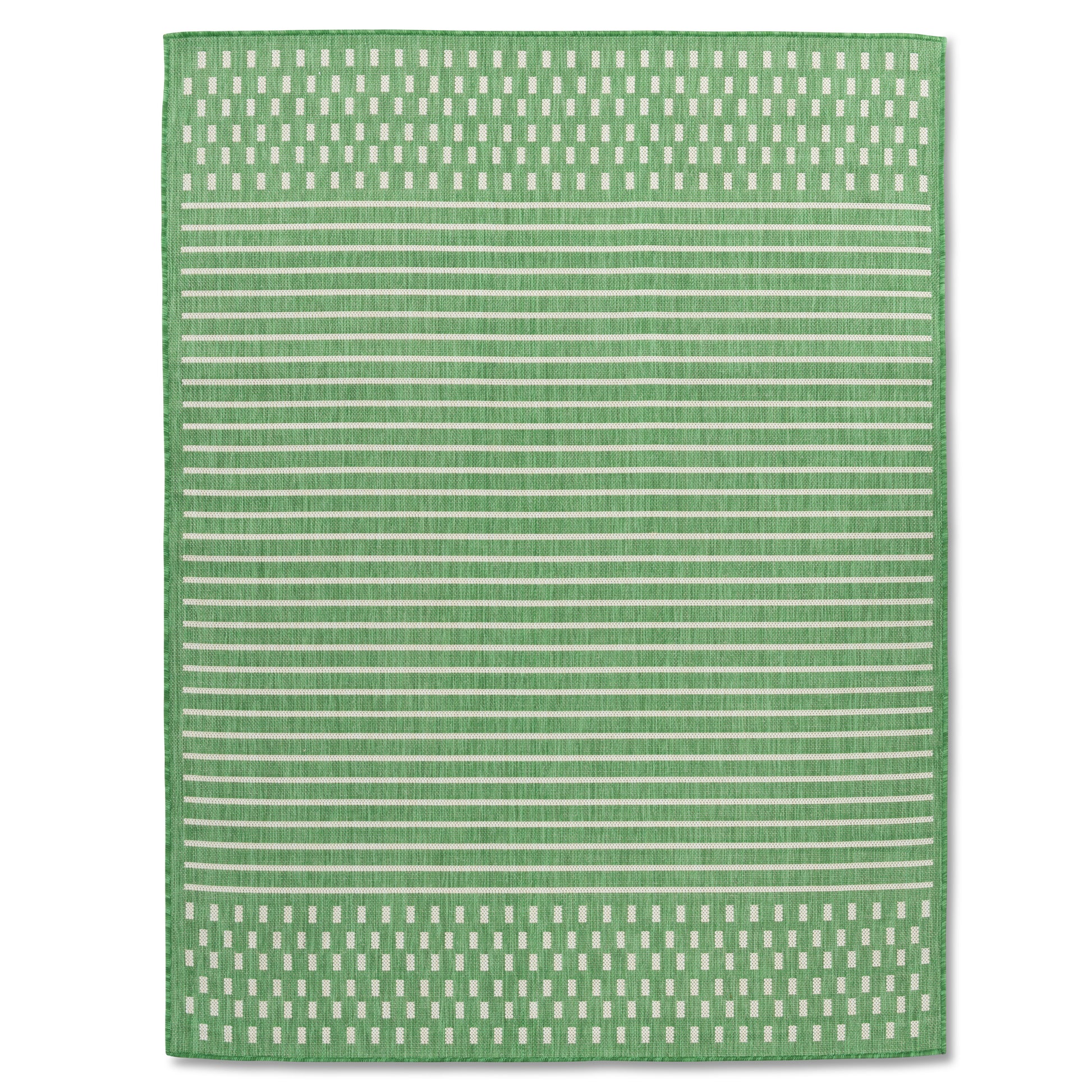 Quick Dry Green Stripes Indoor Outdoor Rug for Patio Backyard Deck Balcony Terrace