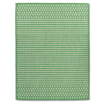 Quick Dry Green Stripes Indoor Outdoor Rug for Patio Backyard Deck Balcony Terrace