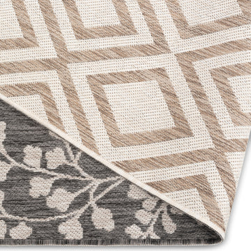 Floraline Geometric Grey Beige Indoor Outdoor Rug - Erbanica