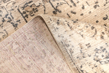 Agra Muted Vintage Inspired Premium Cream Grey RugVintage indoor area rug, traditional area rug, ultra soft, tassel, carpet