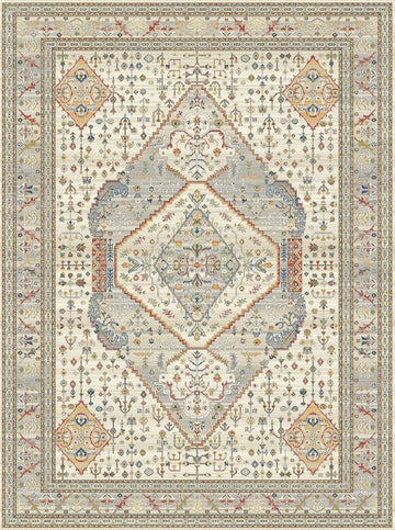 Herati Vintage Inspired Premium Cream Multi RugVintage indoor area rug, traditional area rug, ultra soft, tassel, carpet