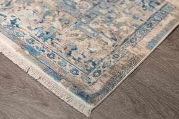 Hamadan Vintage Inspired Premium Cream Blue RugVintage indoor area rug, traditional area rug, ultra soft, tassel, carpet