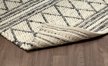 Hand Knotted Wool Ivory Grey Area Rug - Erbanica
