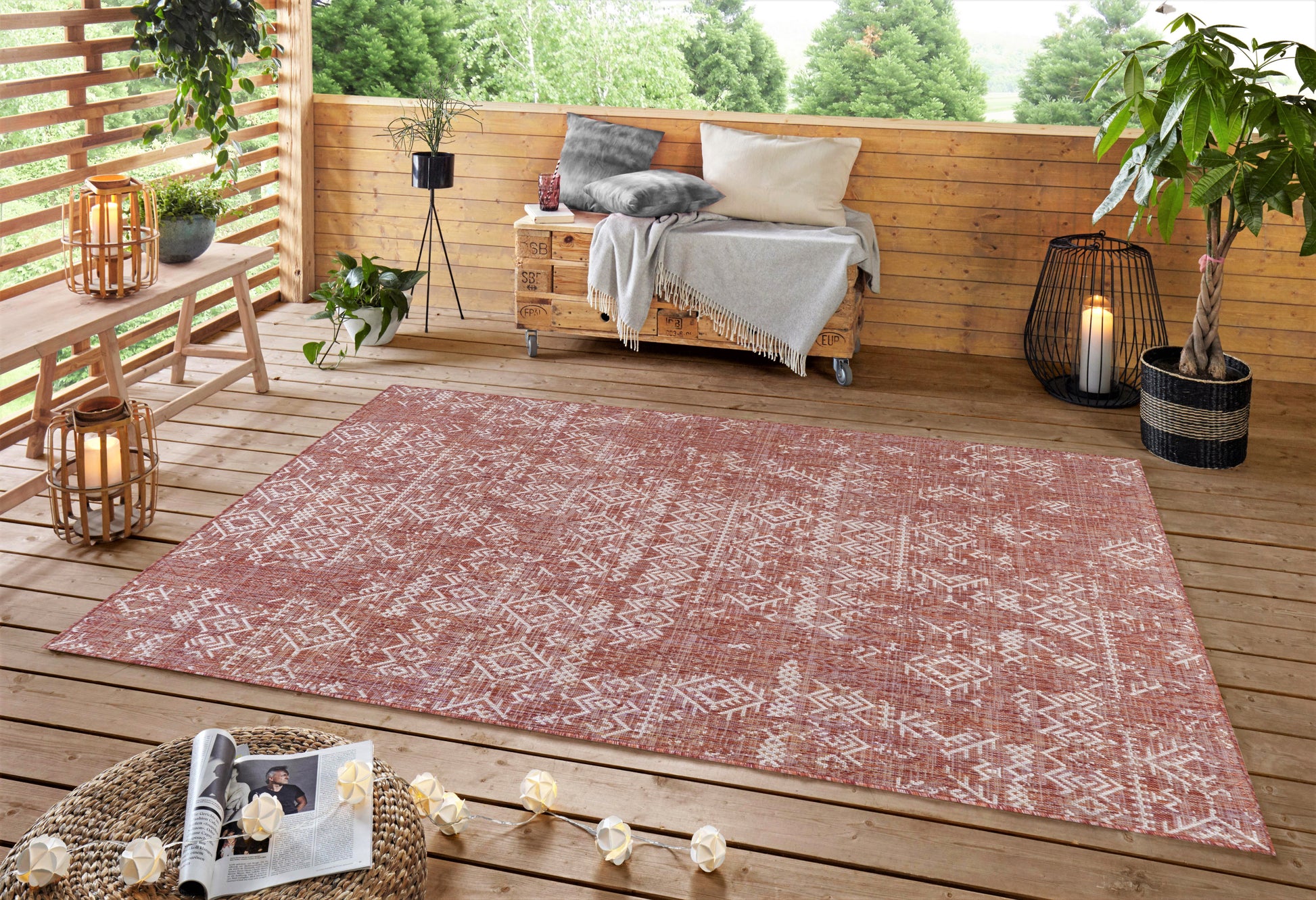 Quick Dry Durable Indoor Outdoor Rug for Patio and Deck Easy to Clean Transitional Copper