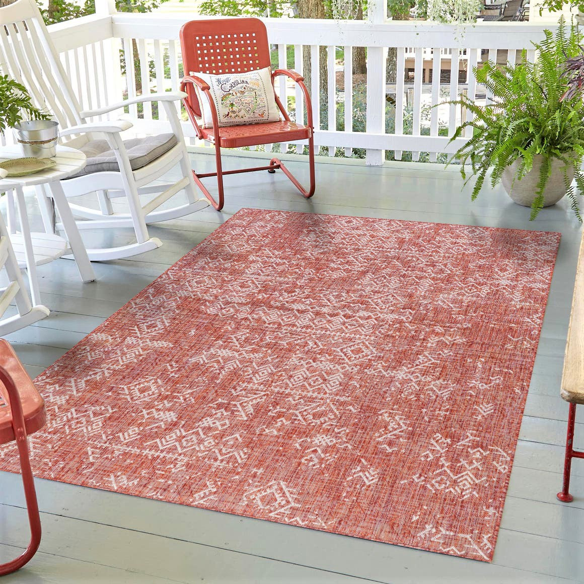 Quick Dry Durable Indoor Outdoor Rug for Patio and Deck Easy to Clean Transitional Copper