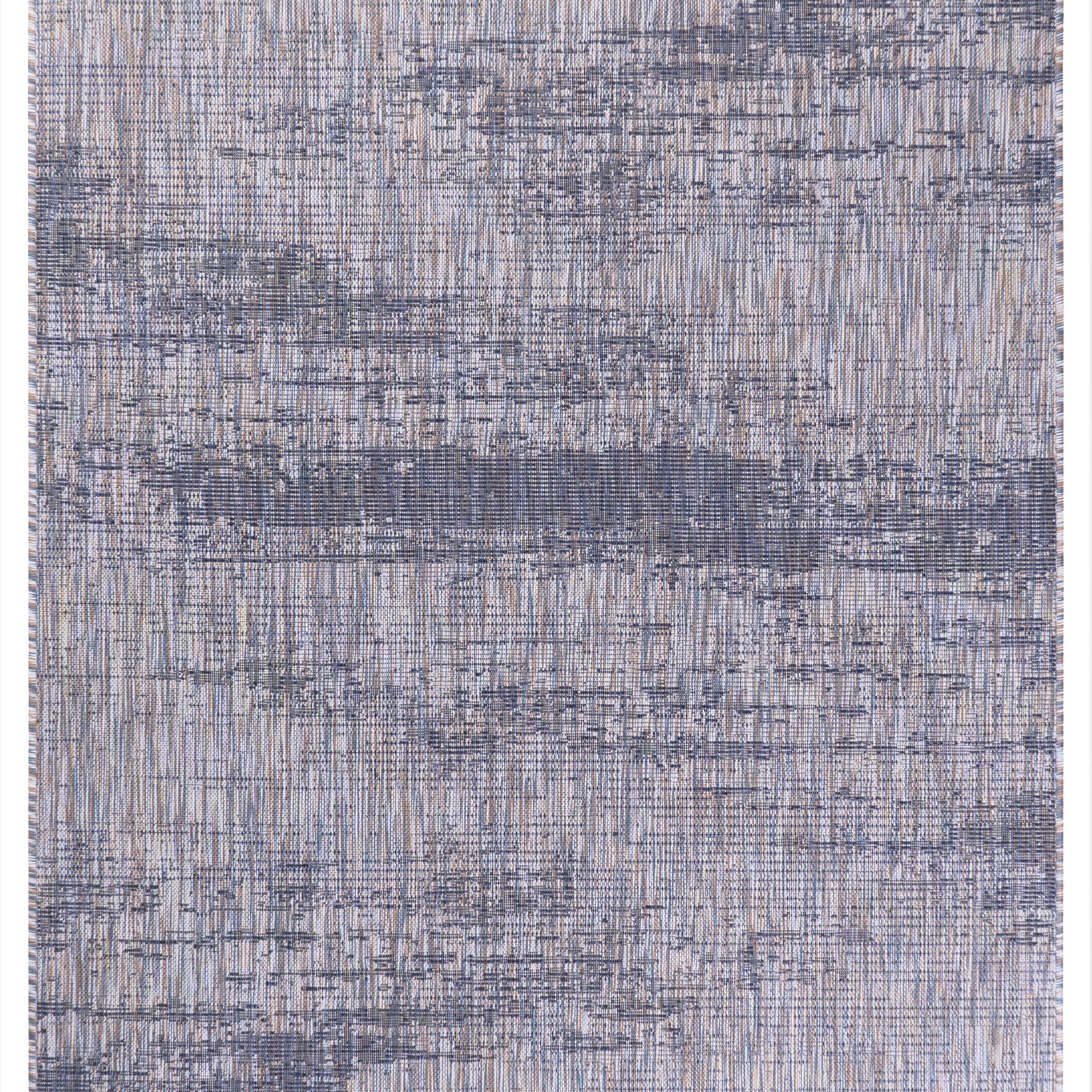 Navy Blue Distressed Quick Dry Indoor Outdoor Rug