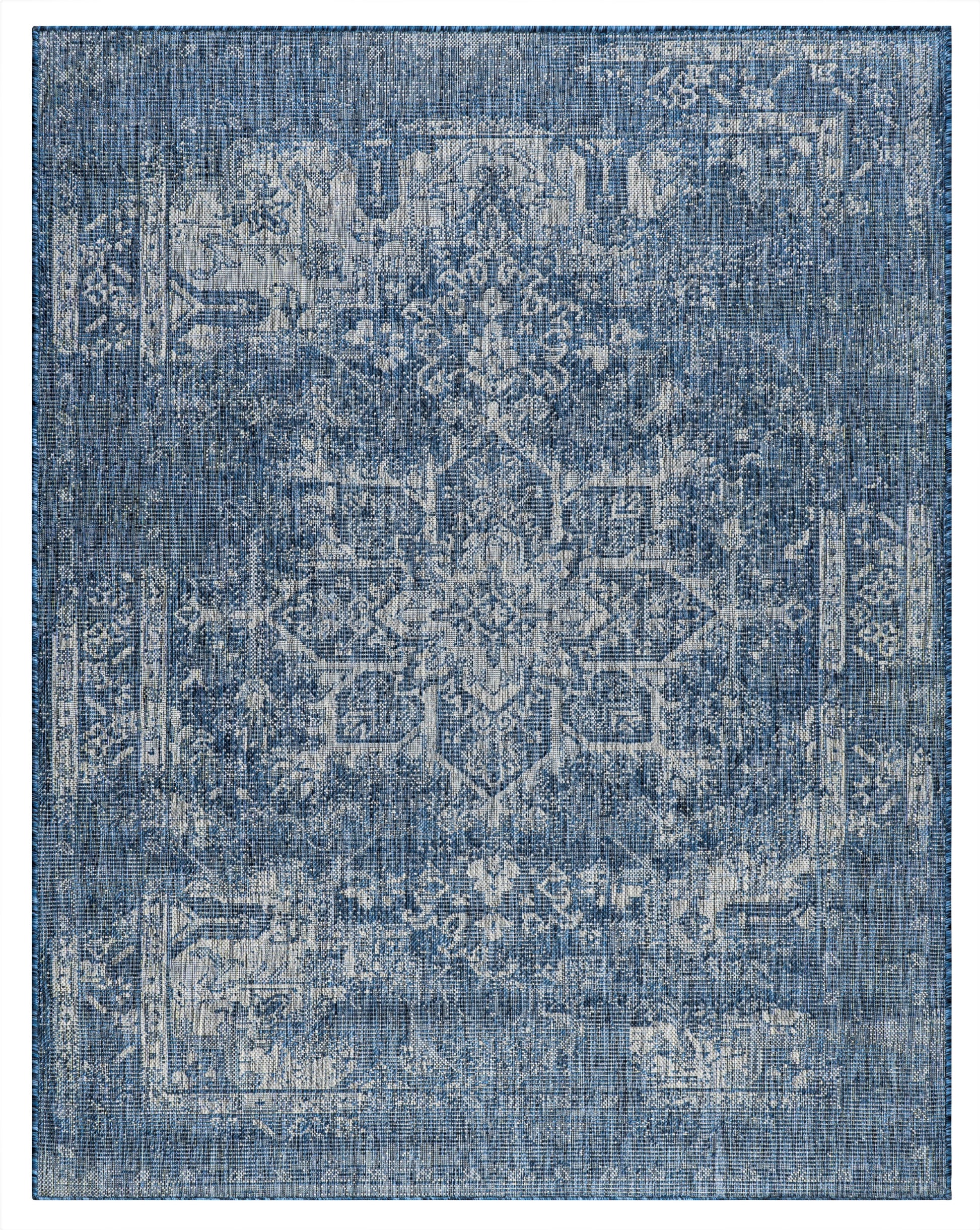 Quick Dry Durable Indoor Outdoor Rug for Patio and Deck Easy to Clean Transitional Blue