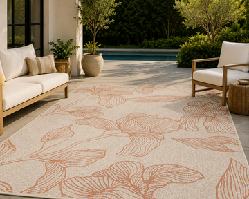 Wildflower Bloom Abstract Terracotta & Ivory Indoor/Outdoor Rug