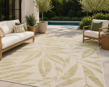 Willow Leaf Modern Indoor/Outdoor Rug – Sage & Ivory