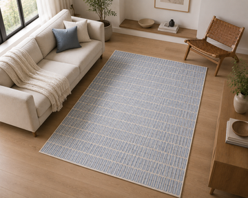Ocean Mist Blue Linear Indoor Rug