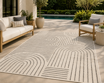 Portico Geometric Indoor/Outdoor Rug – Ivory & Charcoal
