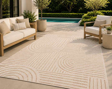 Portico Geometric Indoor/Outdoor Rug – Ivory & Sand