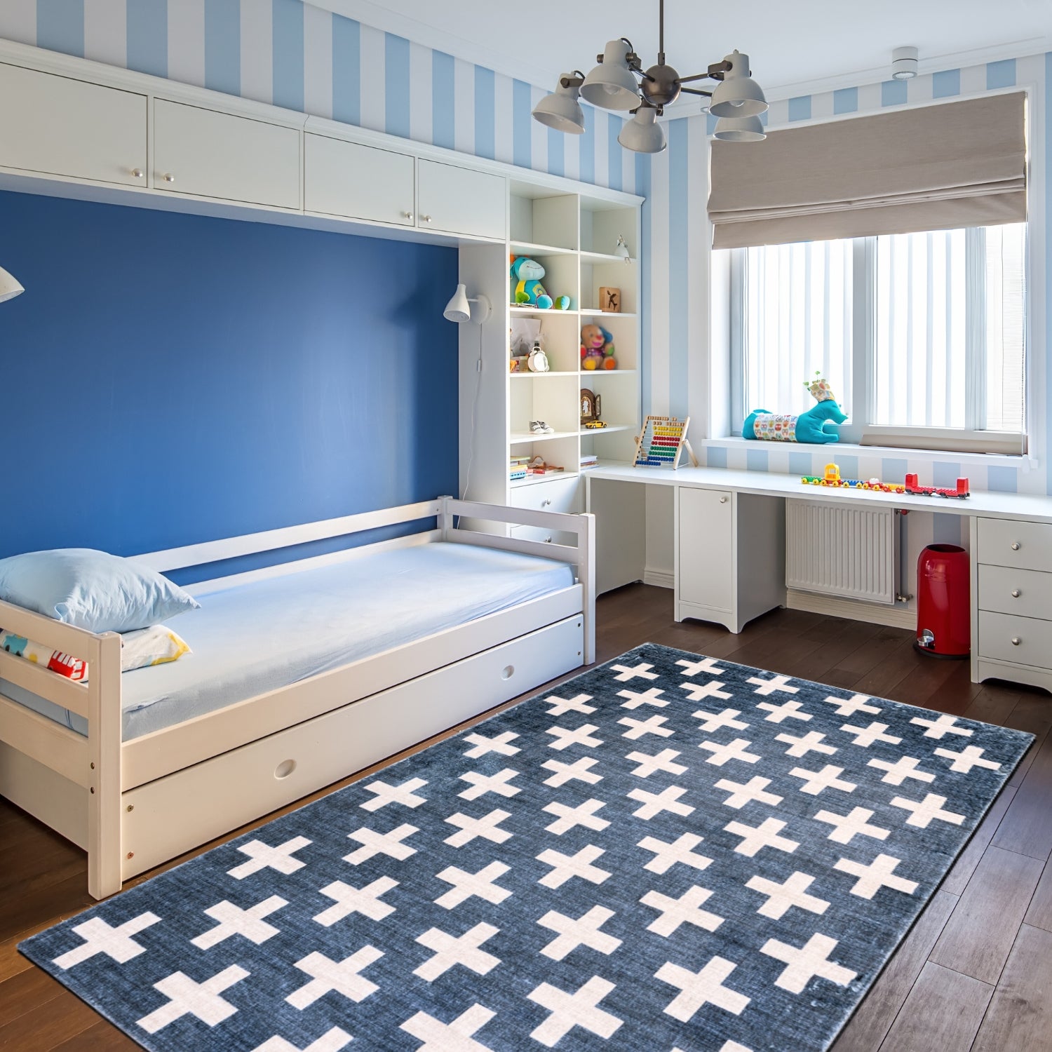 4' x 6' Ft. Playful Ultra Soft Kids Rug with Geometric Cross for Playroom, Nursery, Children Bedroom, Living Room