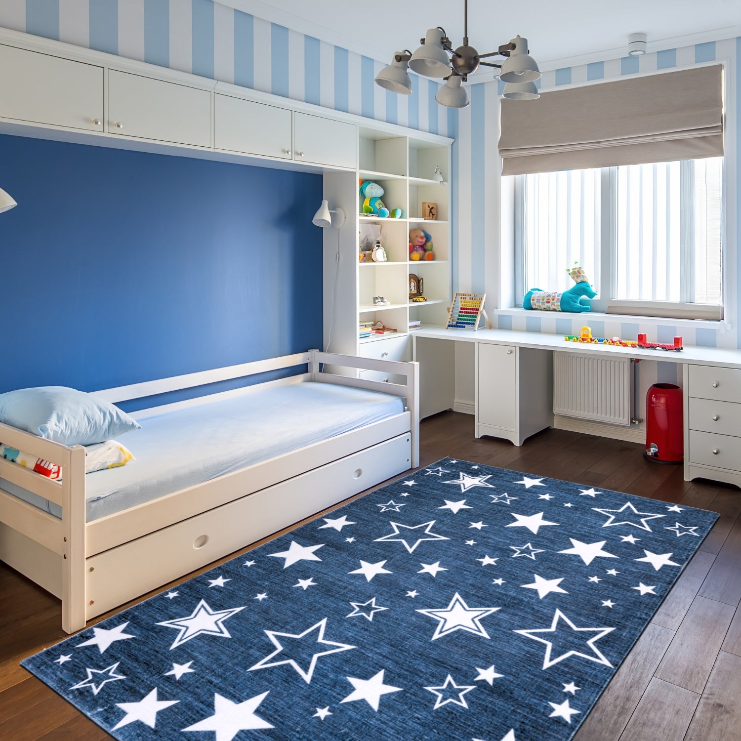 Playful Ultra Soft Kids Rug 4' x 6' Ft. with Galaxy Stars for Playroom, Nursery, Children Bedroom, Living Room