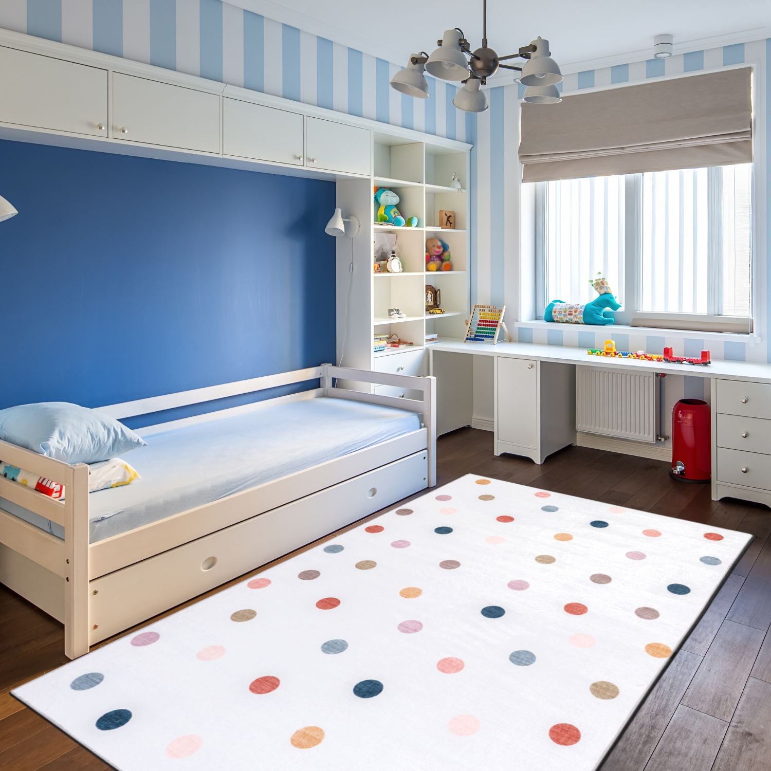 Kids 4' x 6' Ft. Playful Ultra Soft Kids Rug with Multi Polka Dots for Playroom, Nursery, Children Bedroom, Living Room