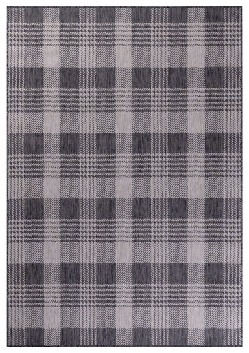 Silver Charcoal Checks Quick Dry Indoor Outdoor Rug